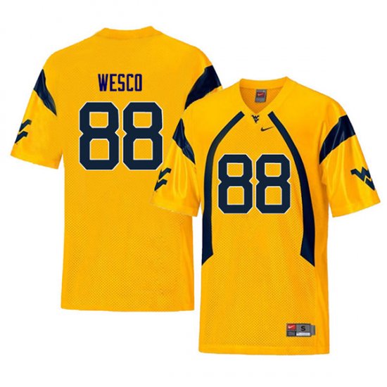 Men's West Virginia Mountaineers NCAA #88 Trevon Wesco Yellow Authentic Nike Throwback Stitched College Football Jersey NT15X46TI